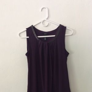 Sleeveless Plum Top with Beaded Neckline